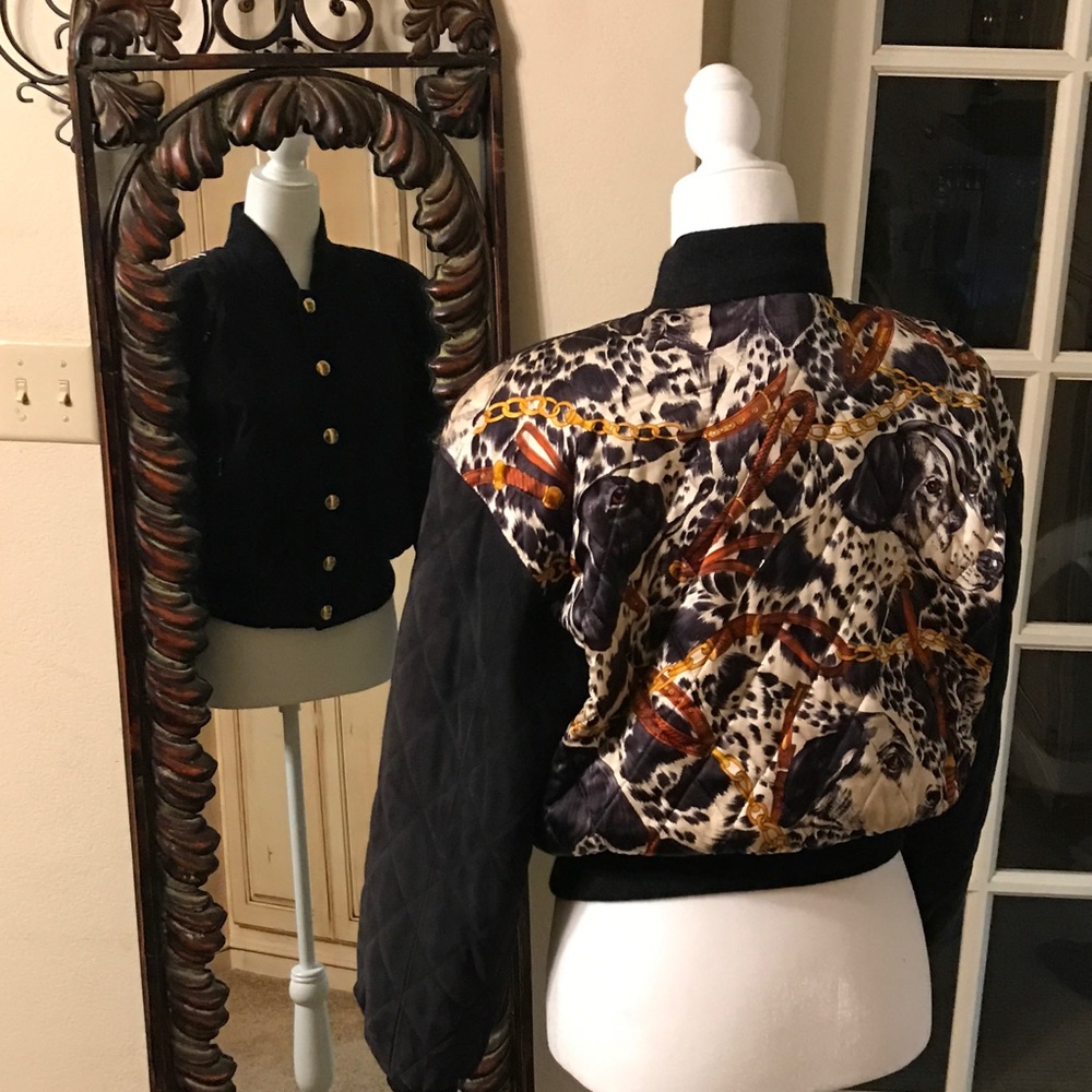 Escada Margaretha Ley Leather & Silk Bomber Jacket - Picture 5 of 8